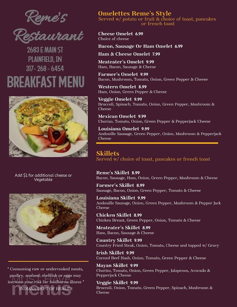 Reme's Restaurant Menu image 2