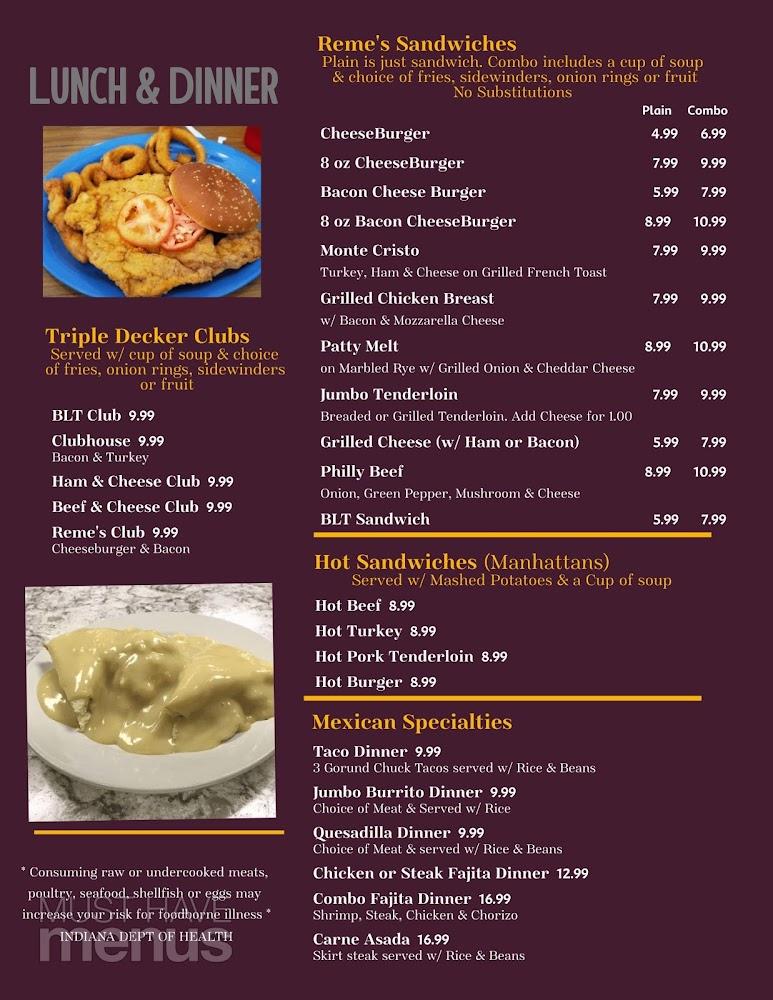 Reme's Restaurant Menu image 3